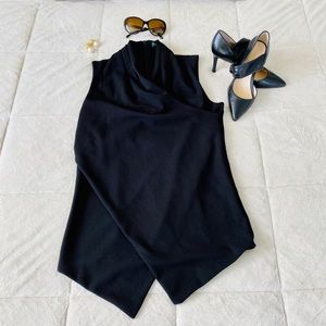 ✨ Ralph Lauren Draped Mock Neck Sleeveless Blk Top
